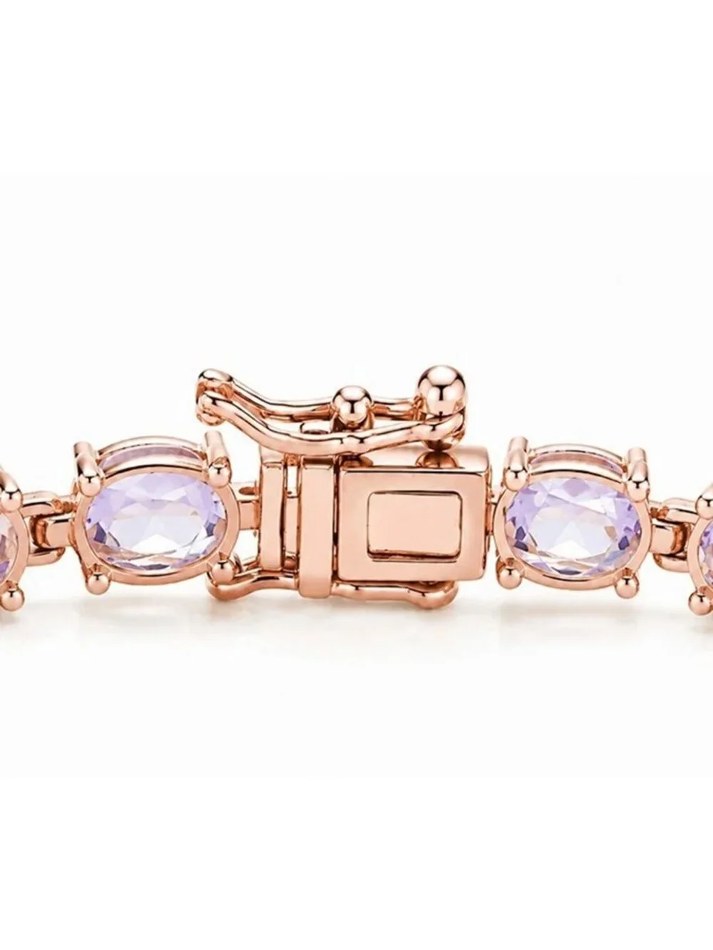 Genuine 9.50 Cts Amethyst Tennis Bracelet 14k Rose Gold Plated (.925)